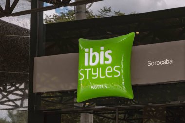 Sorocaba, Brazil. March 25, 2022: Ibis Styles hotel. Logo at the hotel's main entrance.