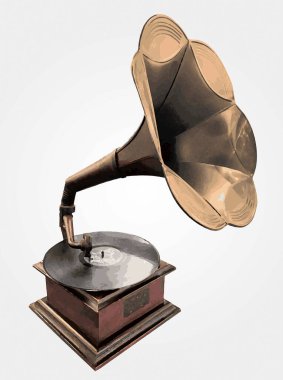 Old wooden gramophone or record player.