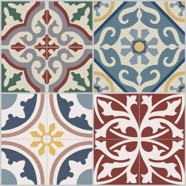 Ceramic Tiles. Hydraulic ceramic. Digital design. Floral decorative ornament.