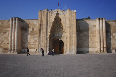 Sultanhani, Selcuk - Turkey - September 16, 2009: Old facade from 1229. Sultanhani Caravanserai, the largest of all Seljuk caravansaries in Anatolia. clipart