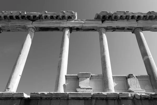 Bergama Törökország Pergamon Vagy Pergamum Akropoliszának Romjai Fekete Fehér Kép — Stock Fotó