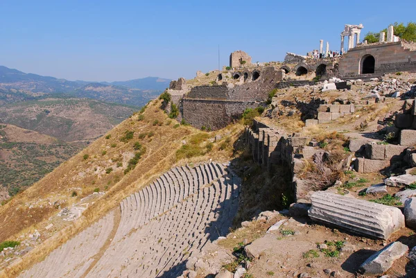 Pergamon Veya Pergamum Amfitiyatrosu Şimdi Türkiye Bergama — Stok fotoğraf