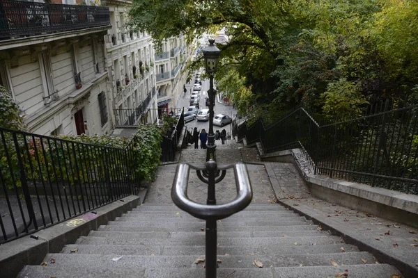 Paris France Escalier Dans Parc Square Louise Michel Montmartre Arrière — Photo