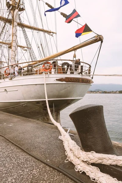 Cisne Blanco Cisne Branco Velero Marina Brasileña Atado Pilona Del — Foto de Stock