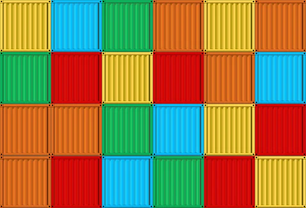 Containers Kleurrijk Gestapeld Logistiek Opslag Transport Export Import Eps Vectorillustratie — Stockvector