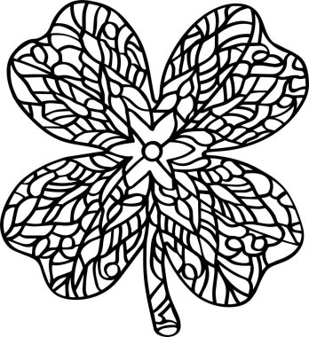 Clover Vector Clip Art, Black and White