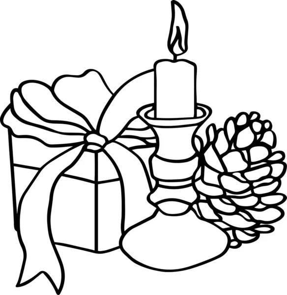 Christmas Vector Clip Art Black White — Vettoriale Stock