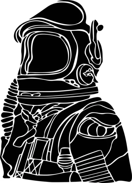 Astronaut Vector Stencil, Black and  White