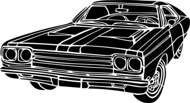 Car Vector Stencil, Black and White 