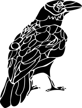 Crow Vector Stencil, Black and White