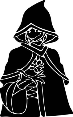 Witch Vector Stencil, Black and White