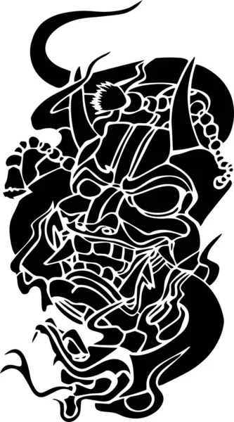 Demon Mask Vector Stencil Black White — ストックベクタ