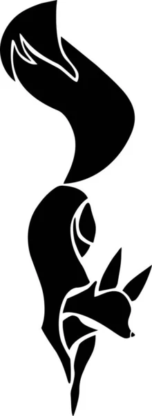 Fox Vector Stencil Black White — ストックベクタ