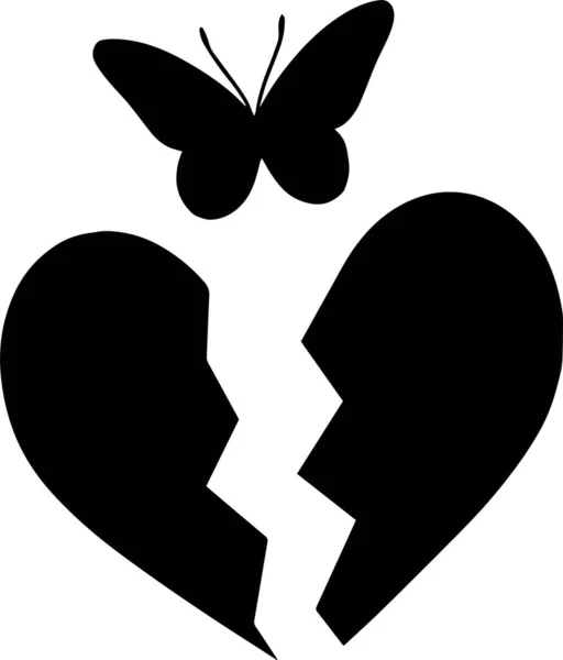 Heart Vector Stencil Black White — ストックベクタ