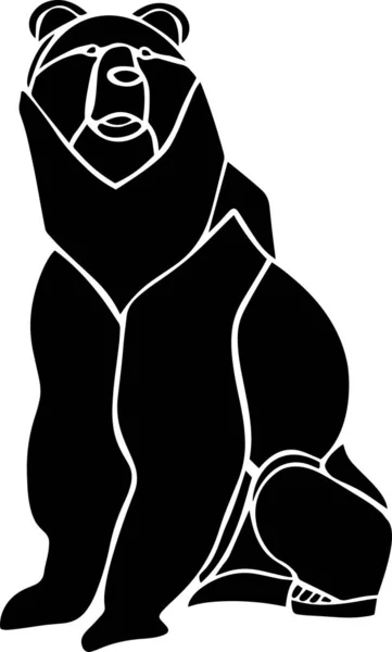 Bear Vector Stencil, Black and White