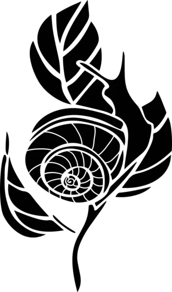 Snail Vector Stencil, Black and White 