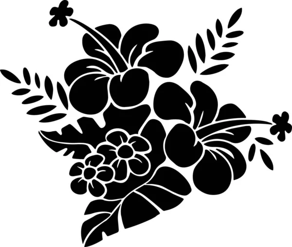 Flowers Vector Stencil, Black and White