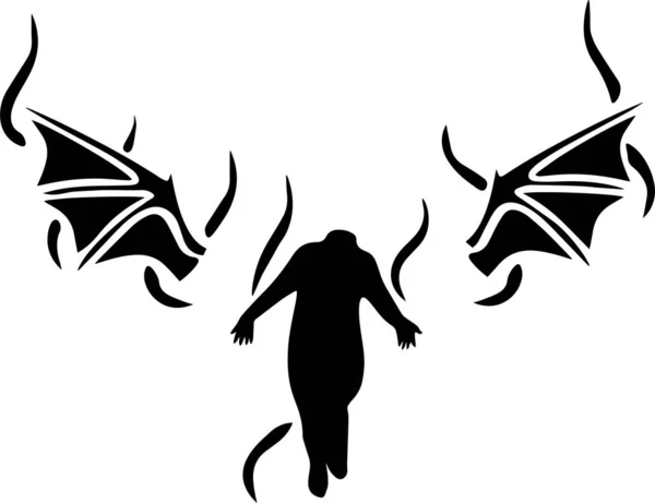 Demon Vector Stencil Black White —  Vetores de Stock