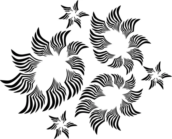 Abstract Flowers Vector Stencil Black White — Stockvector