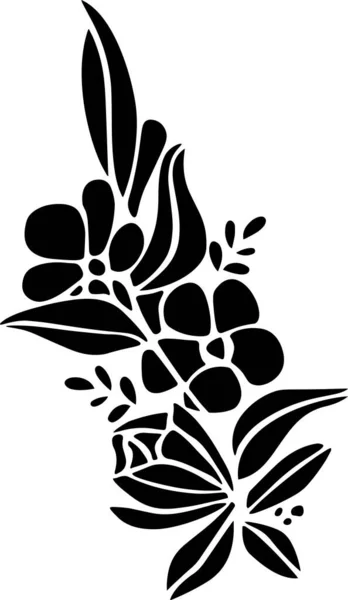 Flowers Vector Stencil Black White — Stock Vector