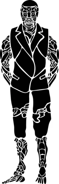 Cyborg Vector Stencil, Black and White