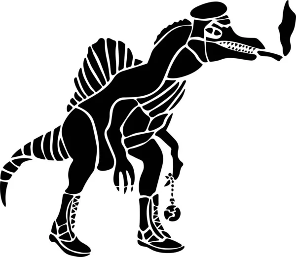 Dinosaur Vector Stencil, Black and White