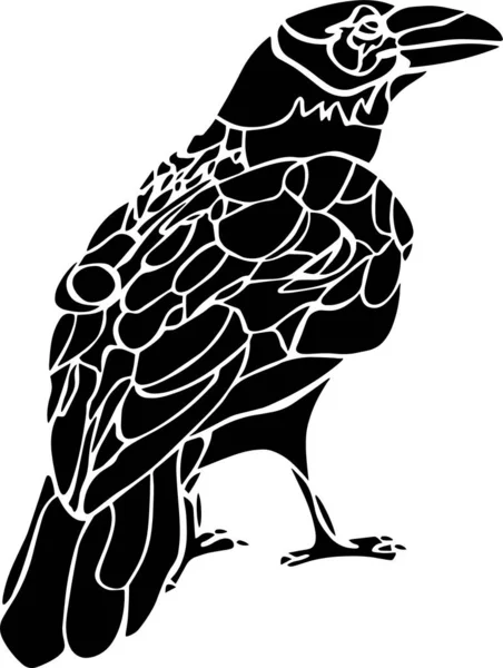 Crow Vector Stencil Black White — Vetor de Stock