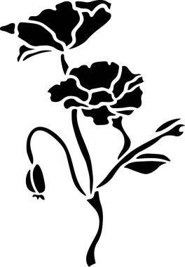 Flower Vector Stencil, Black and White