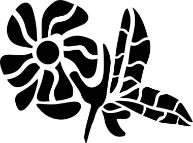 Flower Vector Stencil, Black and White