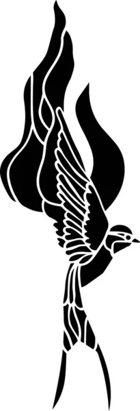 Bird Vector Stencil Black White — Vettoriale Stock