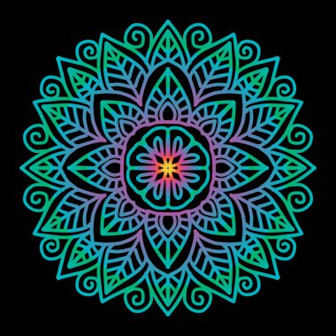 Mandala çiçekli süs. Geometrik çember. 