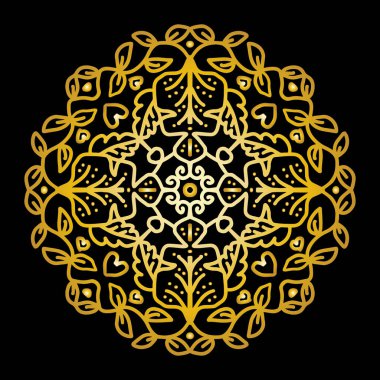 Çiçekli süs desenli mandala çizimi..