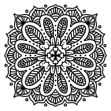 Çiçekli süs desenli mandala çizimi..