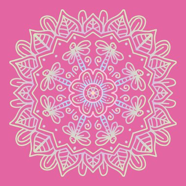 Yusufçuk ve çiçek desenli mandala vektör dairesi.