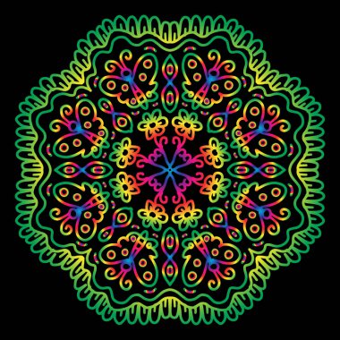 Kelebek ve çiçek desenli mandala vektör çemberi.