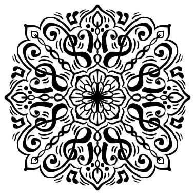 Müzik süsleme desenli mandalanın vektör çemberi.