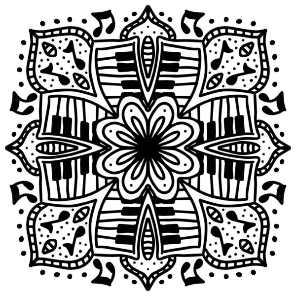 Cercle Vectoriel Mandala Avec Motif Ornement Musical — Image vectorielle