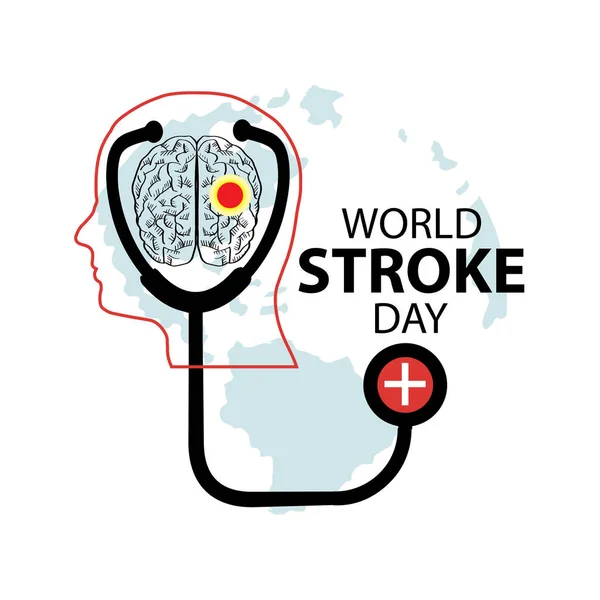 Dia Mundial Acidente Vascular Cerebral Design Conceito Cartaz Outubro —  Vetores de Stock