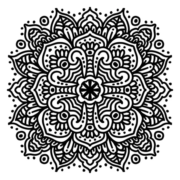 Çiçekli Süs Desenli Mandala Çizimi — Stok Vektör
