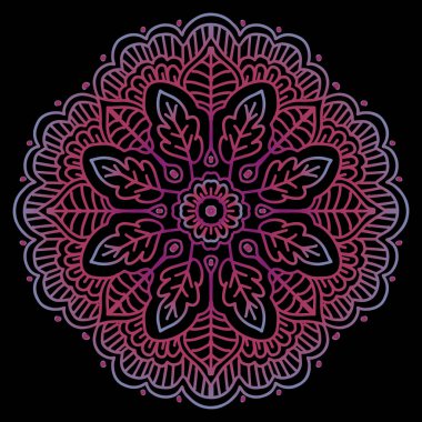 Çiçekli süs desenli mandala çizimi..