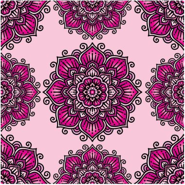 Çiçek süsüsüyle mandala desensiz arkaplan.