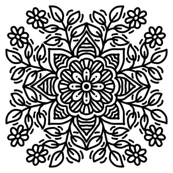 Desenho Mão Mandala Com Padrão Ornamento Floral — Vetor de Stock