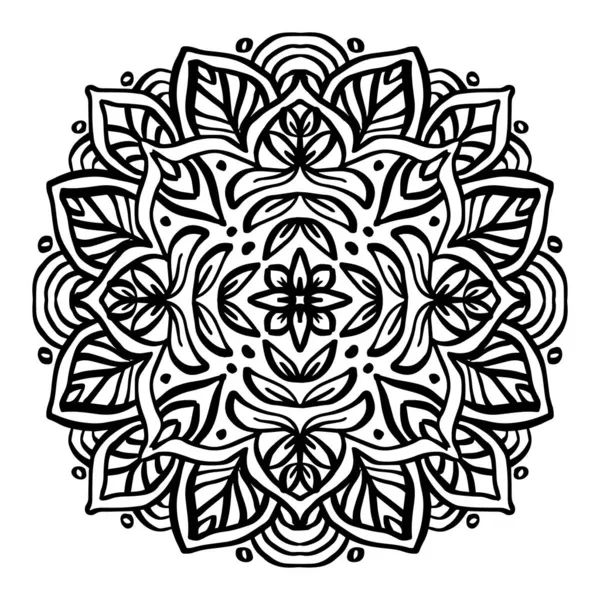 丸い花の装飾パターンと曼荼羅の手描き — ストックベクタ