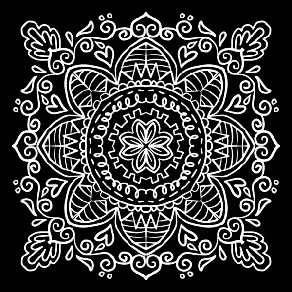 Hand Draw Mandala Floral Ornament Pattern — Stock Vector