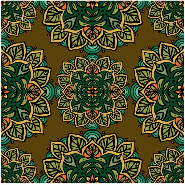 Mandala Nahtlosen Muster Hintergrund Mit Floralen Ornament — Stockvektor