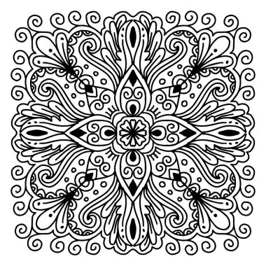 Çiçekli süs desenli mandala çizimi..