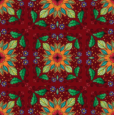 Mandala çiçek süsüsüyle kusursuz desenli arka plan.