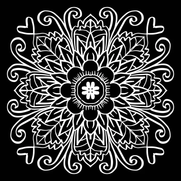Handtekening Van Mandala Met Floral Ornament Patroon — Stockvector