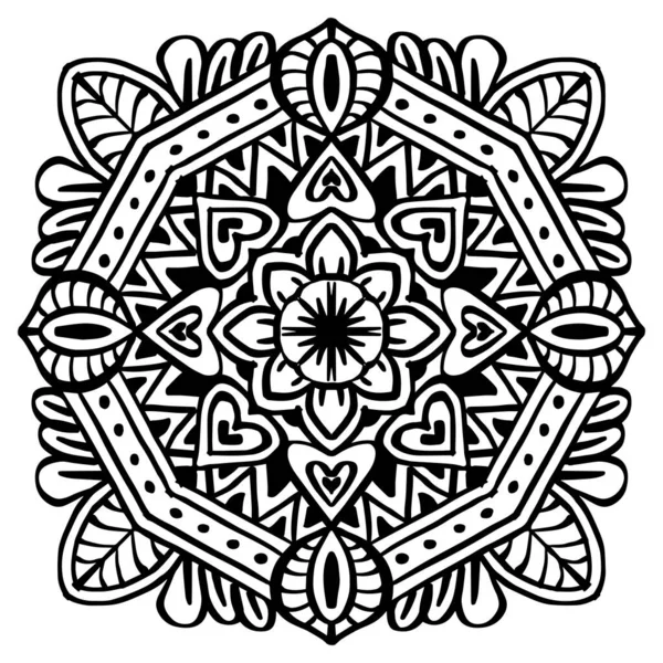 Dibujo Mano Mandala Con Patrón Ornamento Floral — Vector de stock