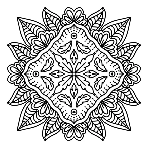 花柄の曼荼羅図の手描き — ストックベクタ